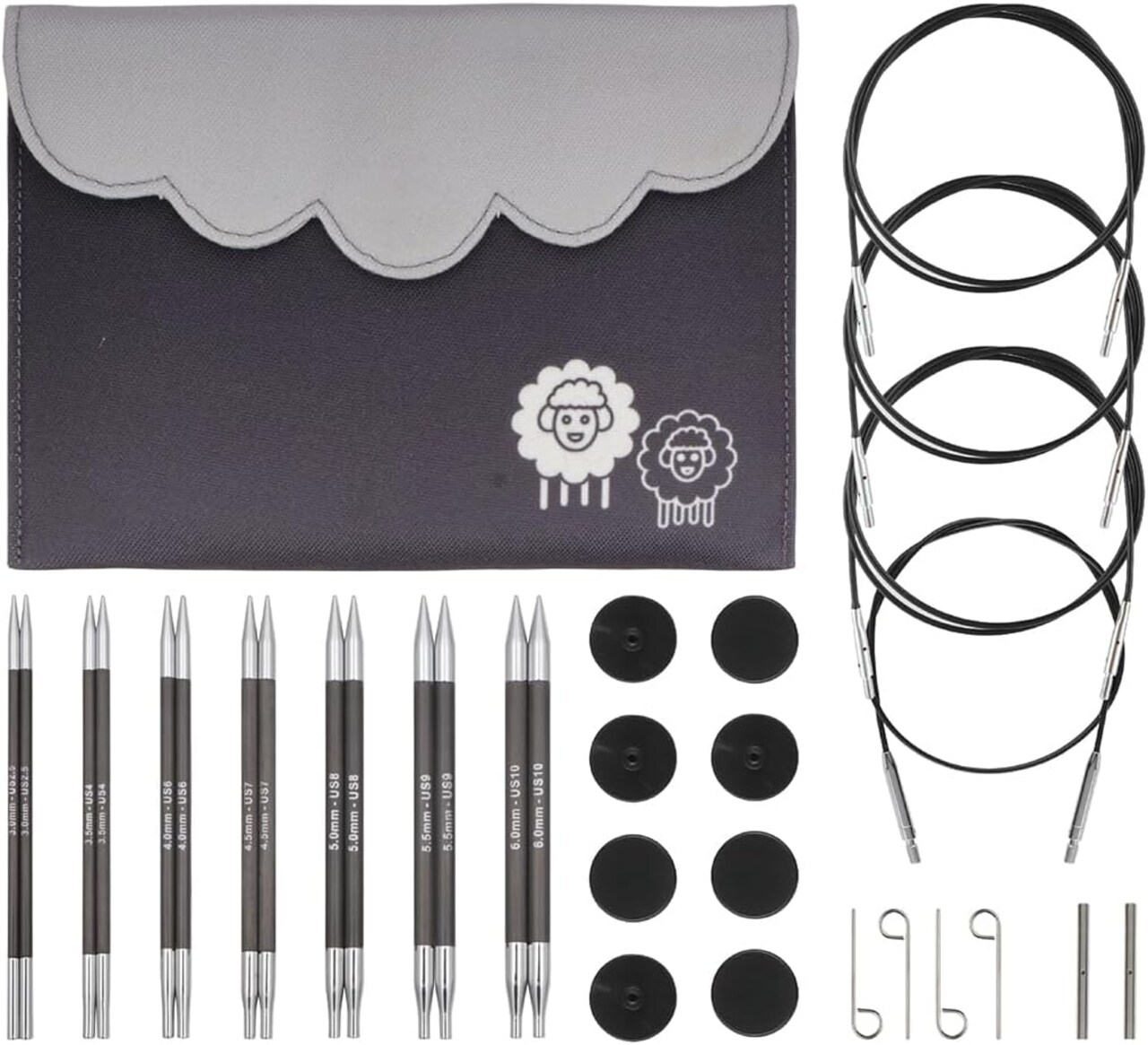KnitPro Karbonz Midi Interchangeable Knitting Needle Set 5"(13cm)